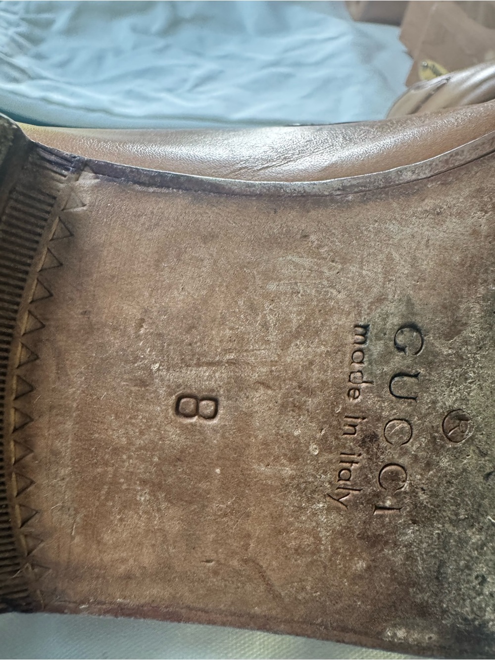 Gucci Tan Leather Horsebit Slip-On Loafers - Picture 7 of 7